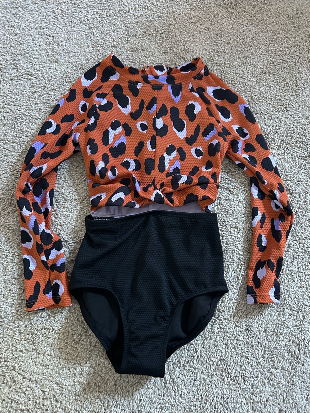 Art Class XS long sleeve leopard print Swimsuit NWOT